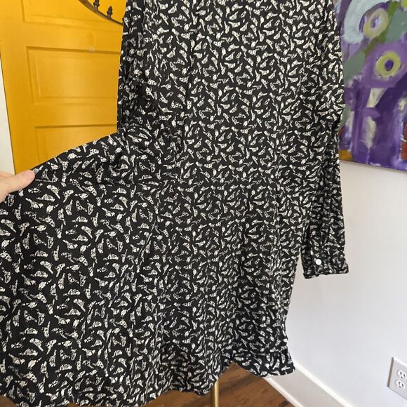 Tulip Clothing Women’s Tunic in Black White Birds 100% Cotton High Low Button Up - Picture 9 of 9